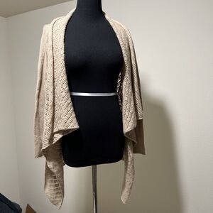 VTG Loose Weave Wrap Cardigan Shawl Sweater ANGORA Blend Beach Cover Up XS/S